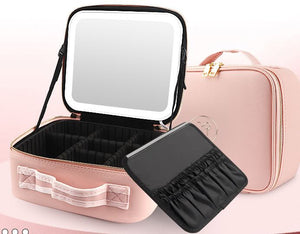 Organizador de maquillaje portátil con espejo LED, Belleza y Organización al Alcance de Tu Mano